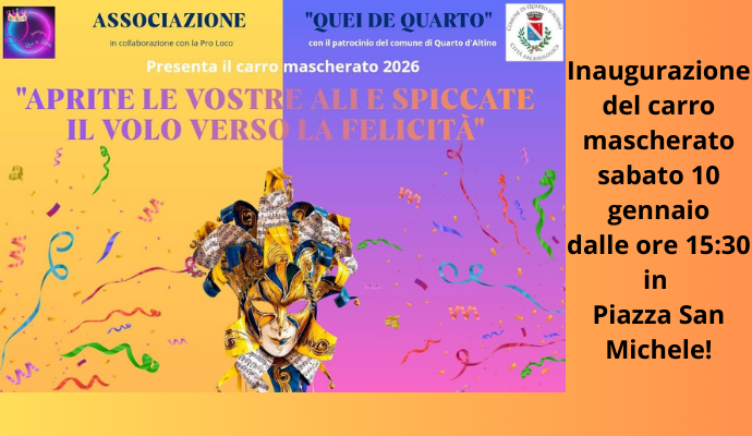 Sabato 10 gennaio dalle ore 1530 in Piazza San Michele